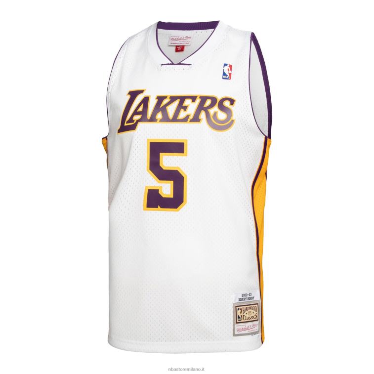 NBA 00F2L5607 los angeles lakers robert horry mitchell & ness bianco legno duro classici maglia swingman