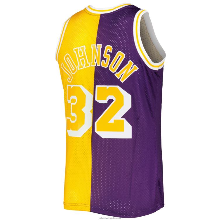 NBA 00F2L6349 los angeles lakers magic johnson viola/oro hardwood classici 1984-85 divisa swingman maglia