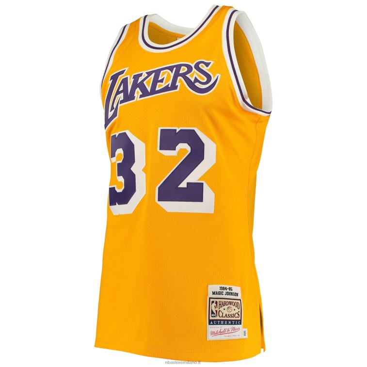 NBA 00F2L641 los angeles lakers magic johnson mitchell & ness gold hardwood classics maglia autentica