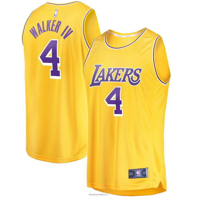 NBA 00F2L6679 los angeles lakers lonnie walker replica maglia oro fast break