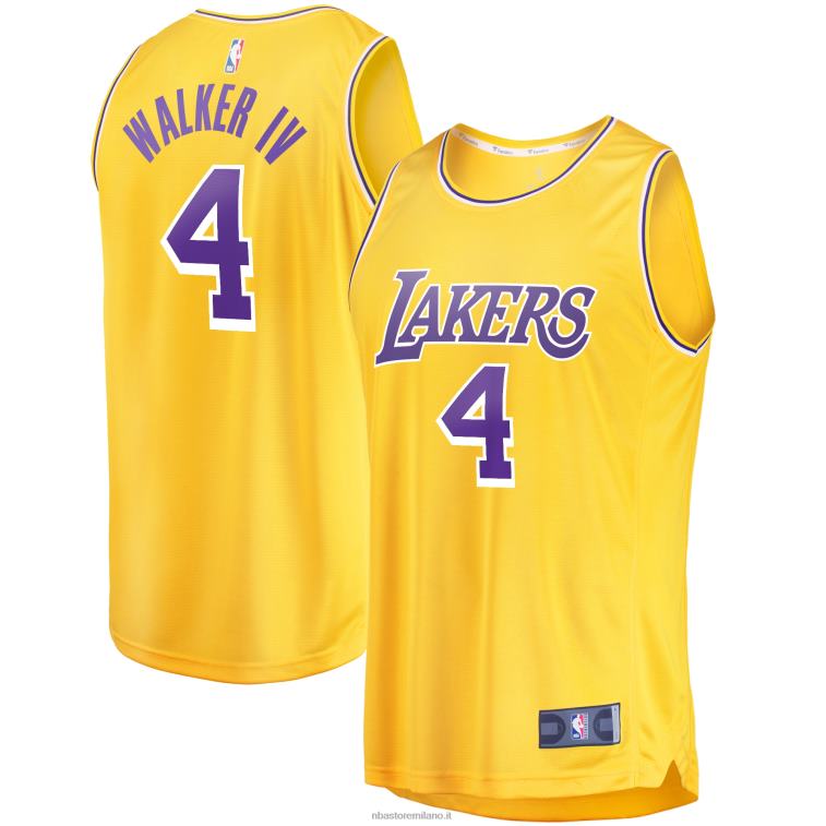 NBA 00F2L6679 los angeles lakers lonnie walker replica maglia oro fast break