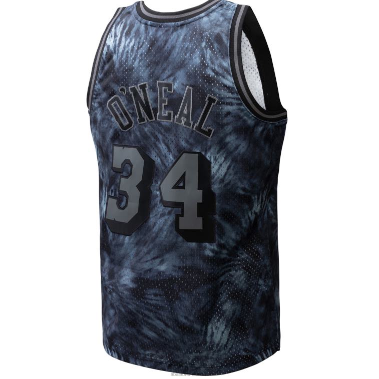 NBA 00F2L7257 los angeles lakers shaquille o\'neal mitchell & ness black hardwood classics maglia swingman tie-dye
