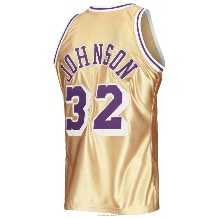 NBA 00F2L7539 los angeles lakers magic johnson gold 75° anniversario 1984-85 hardwood classics maglia swingman
