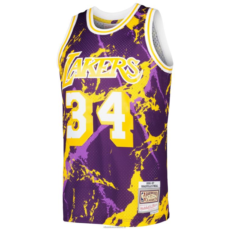 NBA 00F2L7887 los angeles lakers shaquille o\'neal mitchell & ness viola hardwood classics maglia swingman marmorizzata