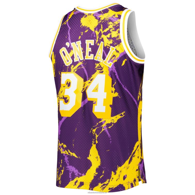 NBA 00F2L7887 los angeles lakers shaquille o\'neal mitchell & ness viola hardwood classics maglia swingman marmorizzata