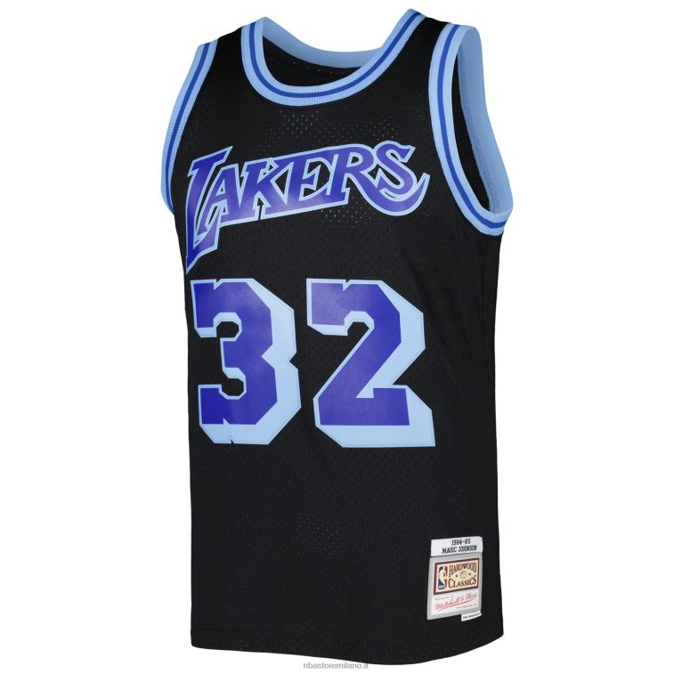 NBA 00F2L8061 maglia los angeles lakers magic johnson black 1984-85 hardwood classics ricarica 3.0 swingman