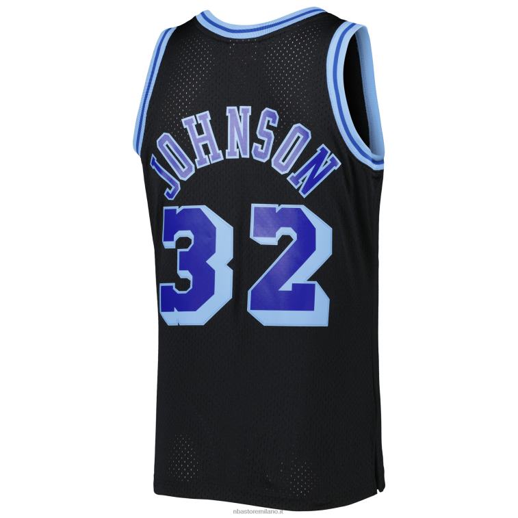 NBA 00F2L8061 maglia los angeles lakers magic johnson black 1984-85 hardwood classics ricarica 3.0 swingman