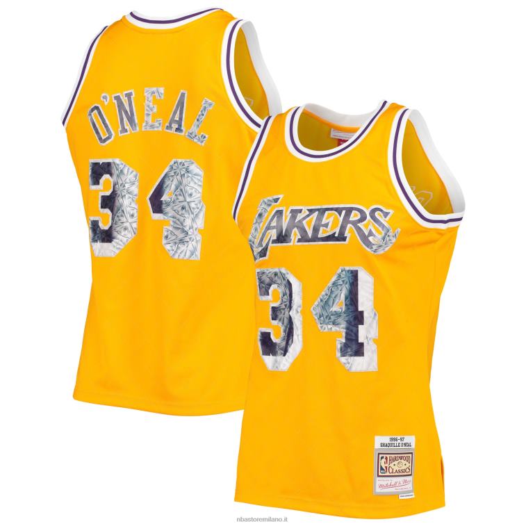 NBA 00F2L8128 los angeles lakers shaquille o'neal gold hardwood classics 75° anniversario maglia swingman diamante
