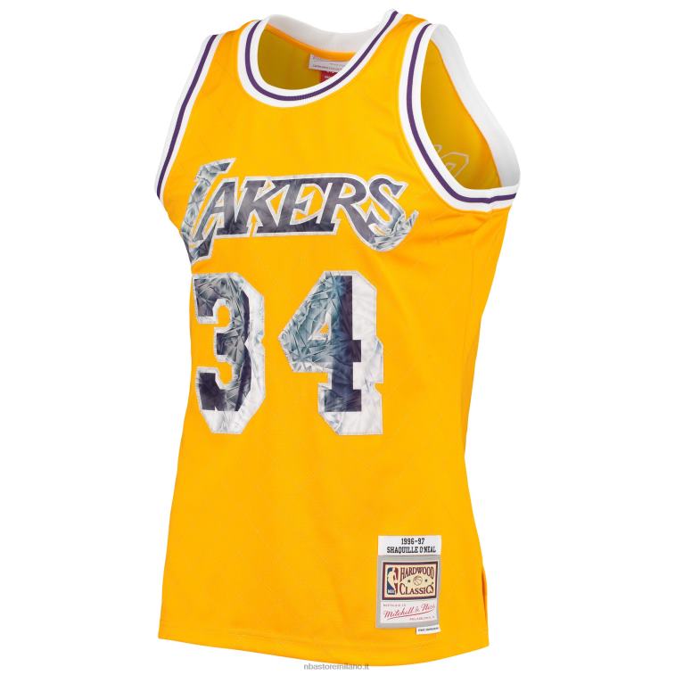 NBA 00F2L8128 los angeles lakers shaquille o\'neal gold hardwood classics 75° anniversario maglia swingman diamante