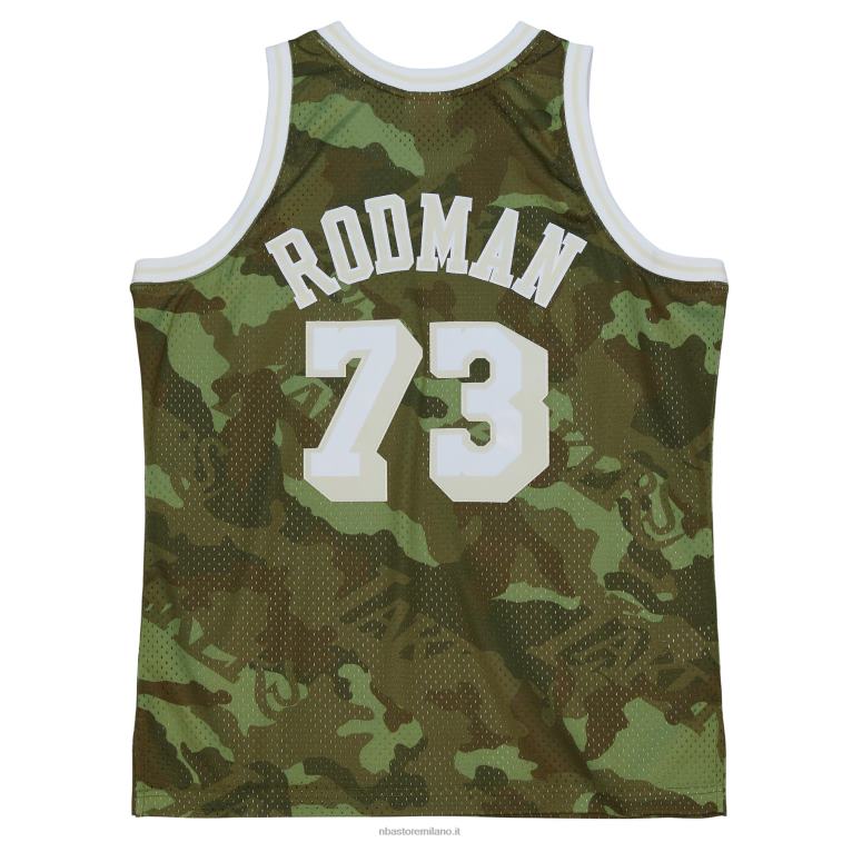 NBA 00F2L8454 los angeles lakers dennis rodman mitchell & ness camo hardwood classici maglia fantasma verde swingman