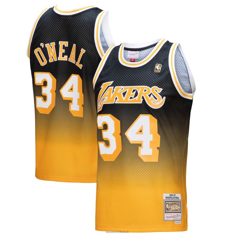 NBA 00F2L8460 los angeles lakers shaquille o\'neal oro/black hardwood classics fadeaway maglia da giocatore swingman