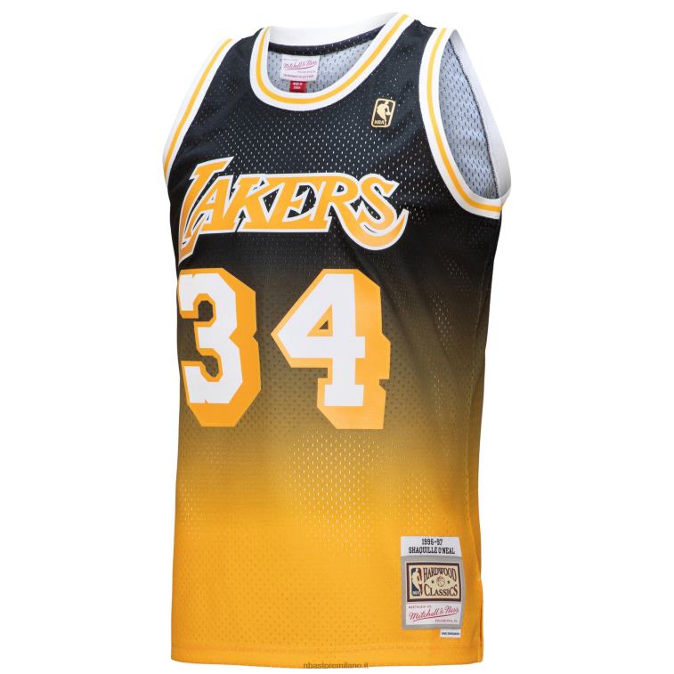 NBA 00F2L8460 los angeles lakers shaquille o\'neal oro/black hardwood classics fadeaway maglia da giocatore swingman