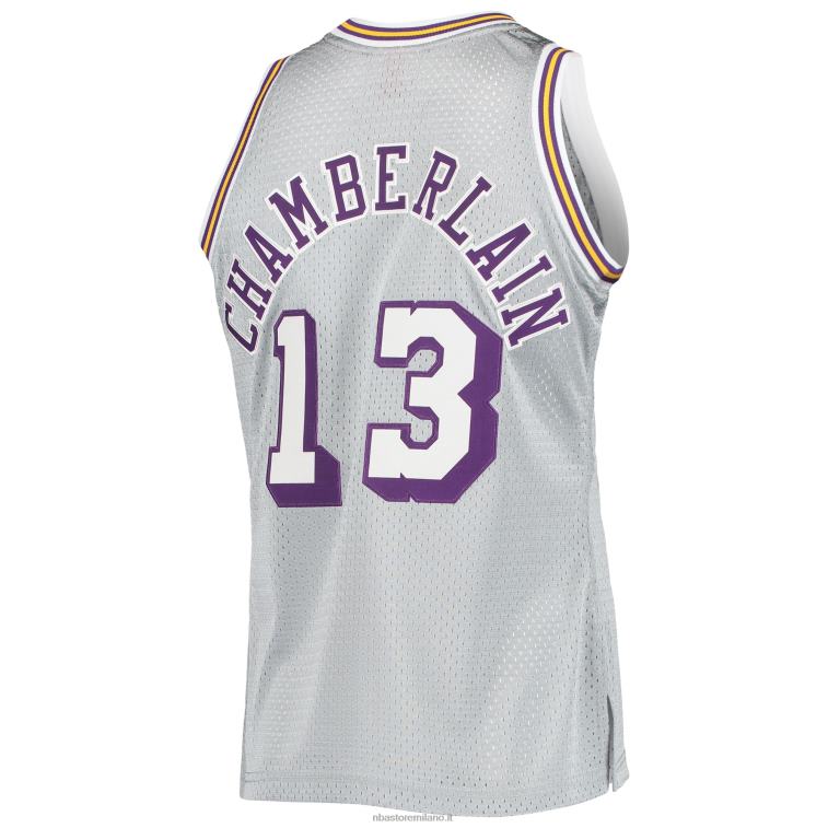 NBA 00F2L8629 los angeles lakers wilt chamberlain argento 75° anniversario 1971-72 hardwood swingman jersey
