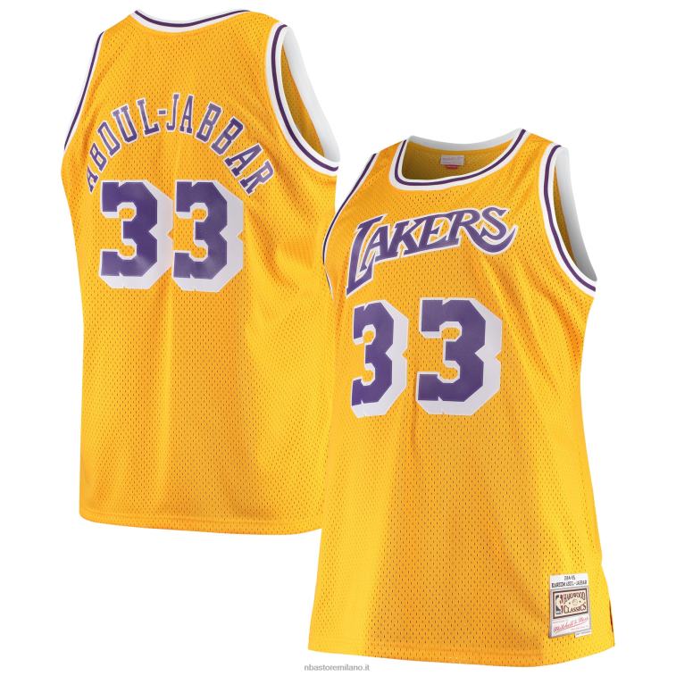 NBA 00F2L866 los angeles lakers kareem abdul-jabbar mitchell & ness gold big & tall hardwood classics maglia