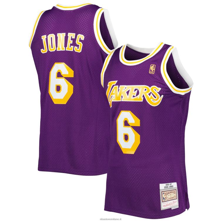 NBA 00F2L8714 los angeles lakers eddie jones mitchell & ness viola hardwood classici maglia swingman