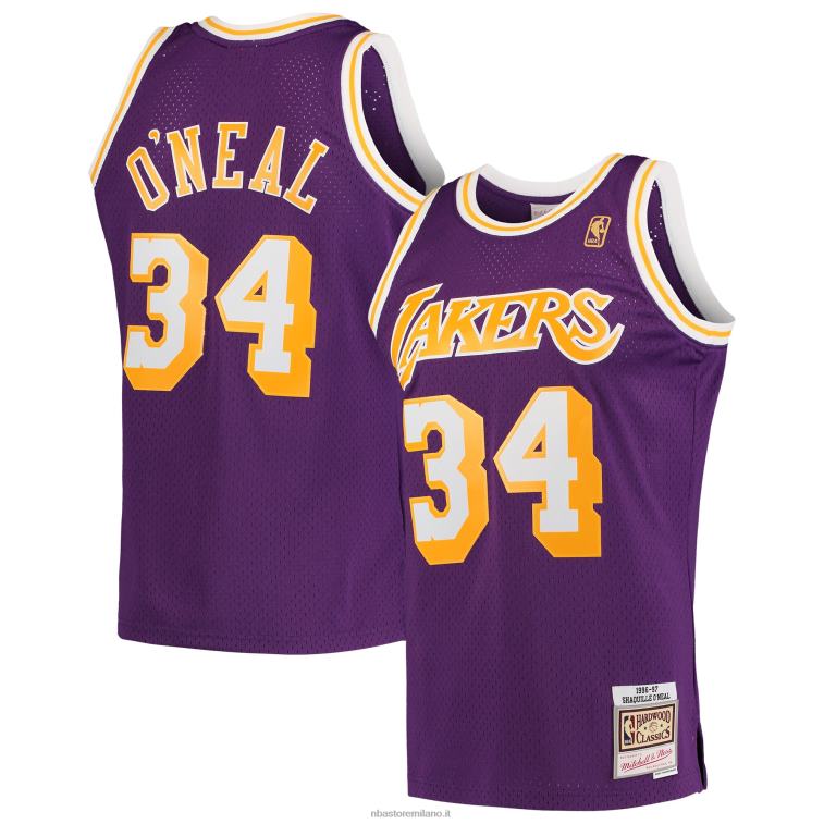 NBA 00F2L897 los angeles lakers shaquille o\'neal mitchell & ness viola hardwood classici maglia swingman