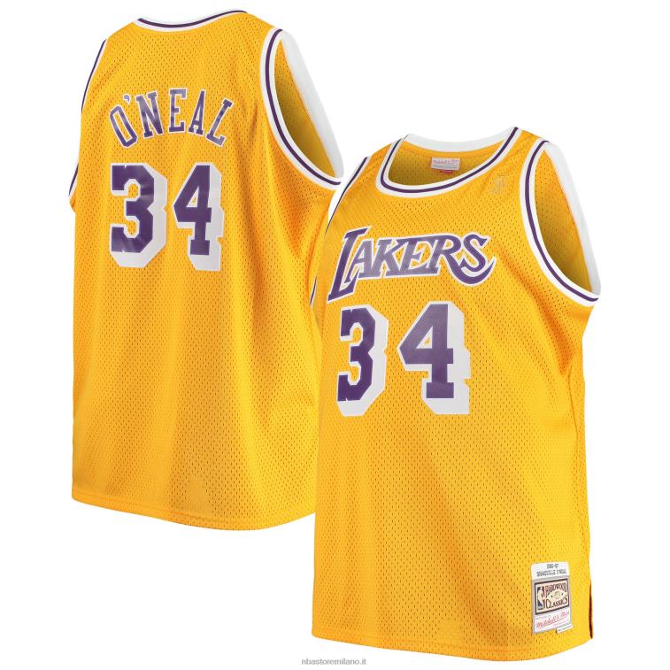 NBA 00F2L933 los angeles lakers shaquille o\'neal mitchell & ness gold big & tall hardwood classics maglia
