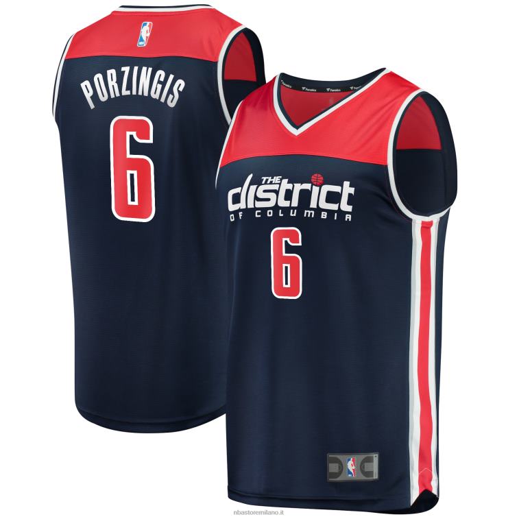 NBA 00F2L2130 Washington Wizards Kristaps Porzingis maglia replica fast break blu navy