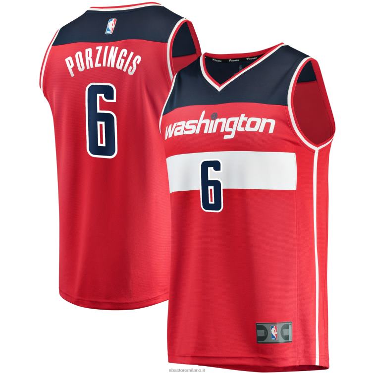NBA 00F2L2316 Washington Wizards Kristaps Porzingis maglia replica fast break rossa
