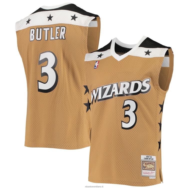 NBA 00F2L6293 maglia swingman dei Washington Wizards Caron Butler Mitchell & Ness Gold Hardwood Classics