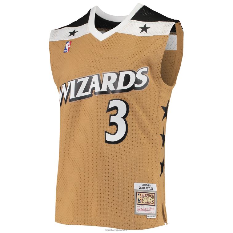 NBA 00F2L6293 maglia swingman dei Washington Wizards Caron Butler Mitchell & Ness Gold Hardwood Classics