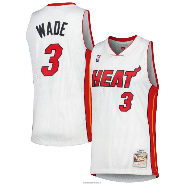 NBA 00F2L112 Miami Heat Dwyane Wade Mitchell & Ness White Hardwood Classics Swingman Jersey
