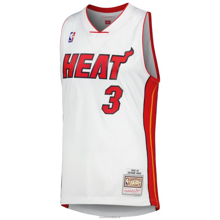 NBA 00F2L112 Miami Heat Dwyane Wade Mitchell & Ness White Hardwood Classics Swingman Jersey