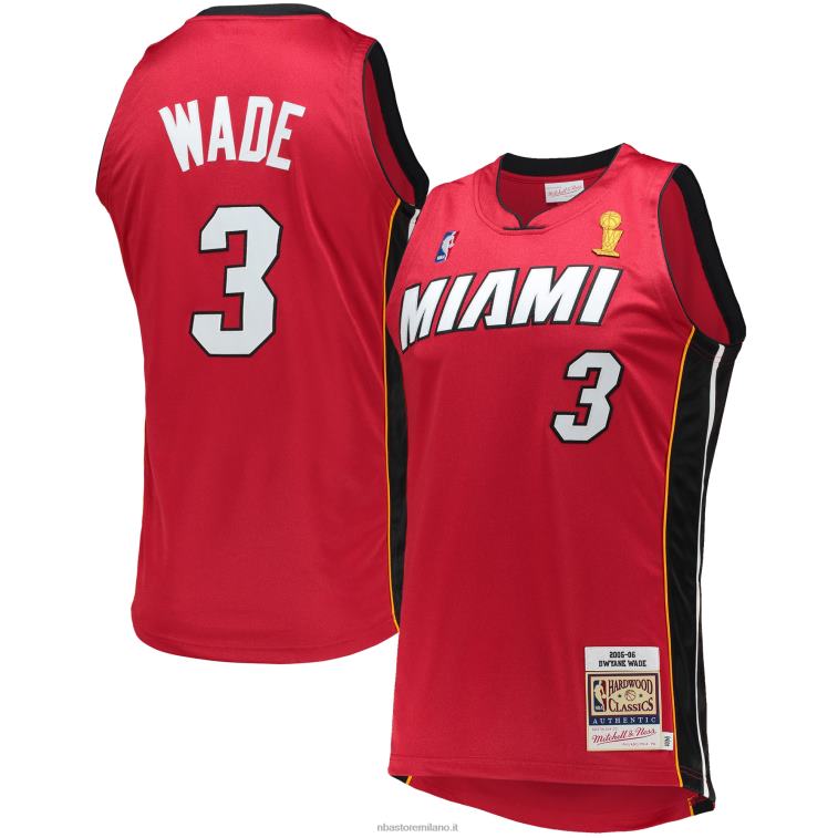 NBA 00F2L2818 miami heat dwyane wade mitchell & ness red hardwood classics maglia autentica