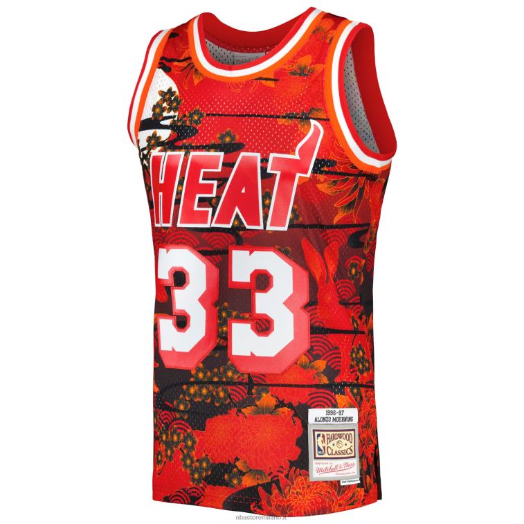 NBA 00F2L3956 miami heat alonzo lutto mitchell & ness red hardwood classics lunar new year swingman jersey