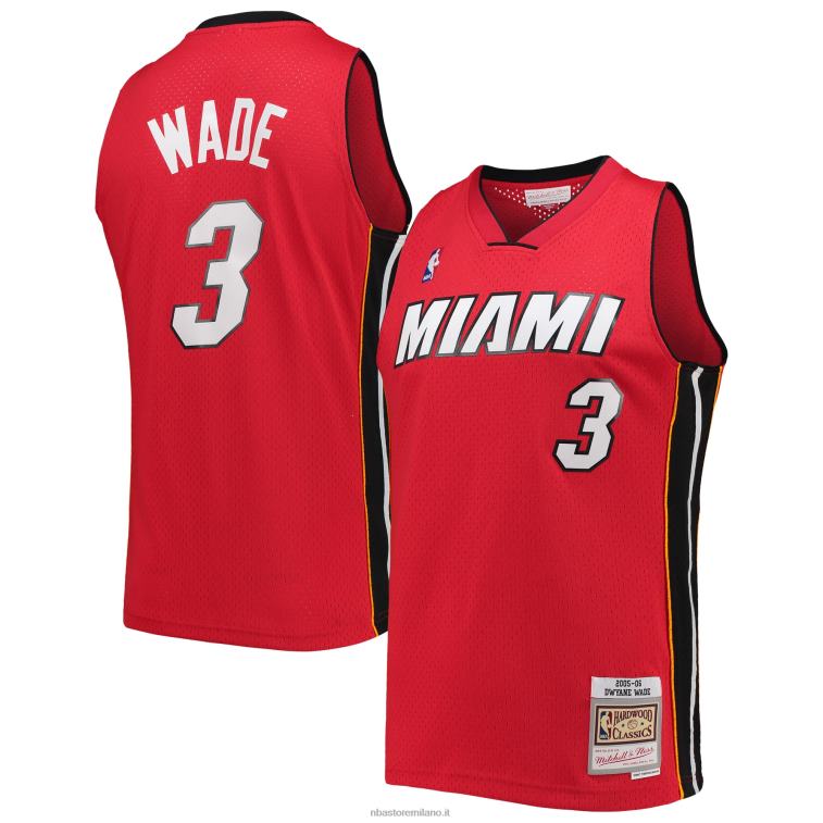 NBA 00F2L4654 miami heat dwyane wade mitchell & ness rosso big & tall hardwood classici maglia swingman