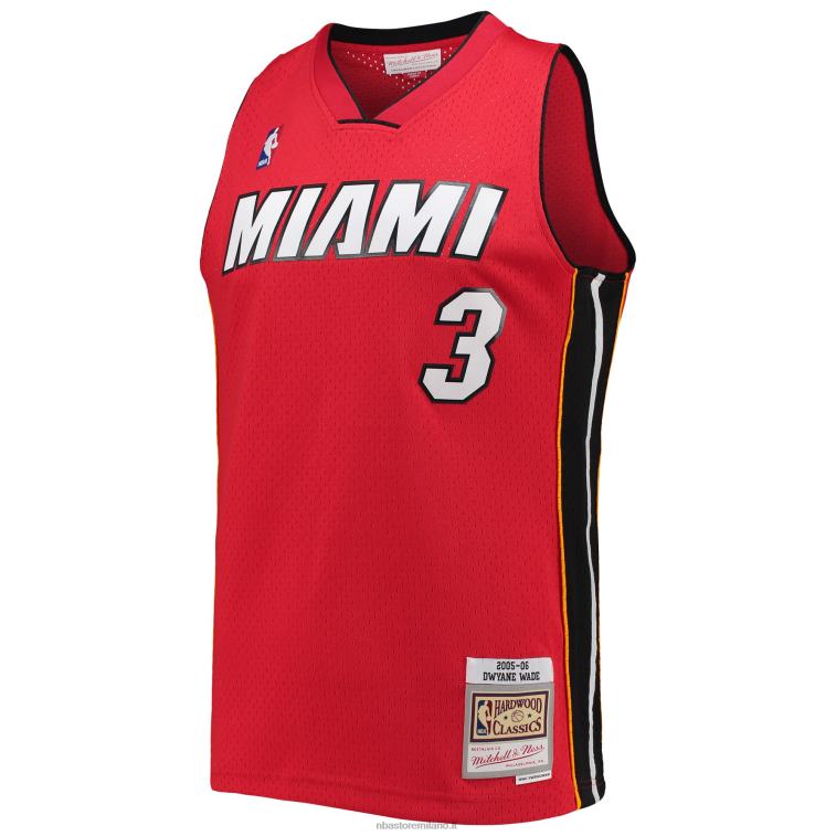 NBA 00F2L4654 miami heat dwyane wade mitchell & ness rosso big & tall hardwood classici maglia swingman