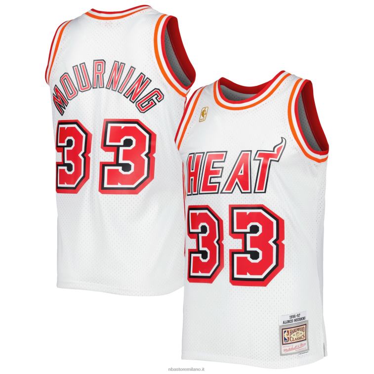 NBA 00F2L5072 mitchell & ness alonzo lutto bianco miami heat hardwood classici maglia swingman