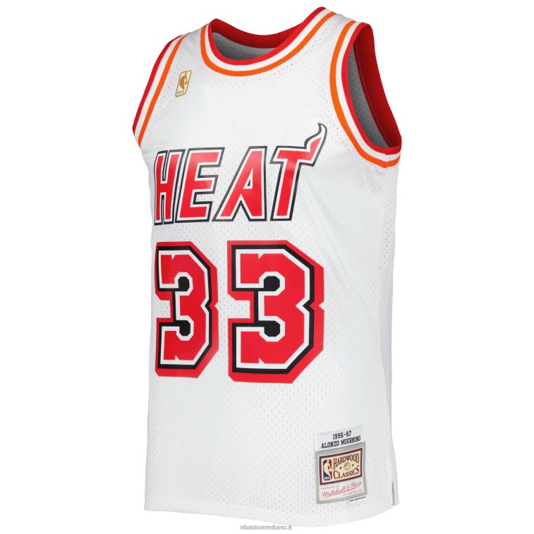 NBA 00F2L5072 mitchell & ness alonzo lutto bianco miami heat hardwood classici maglia swingman