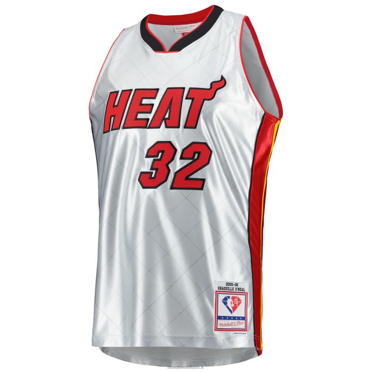 NBA 00F2L5092 Miami Heat Shaquille O\'Neal Platinum Hardwood Classics Maglia Swingman 75° Anniversario
