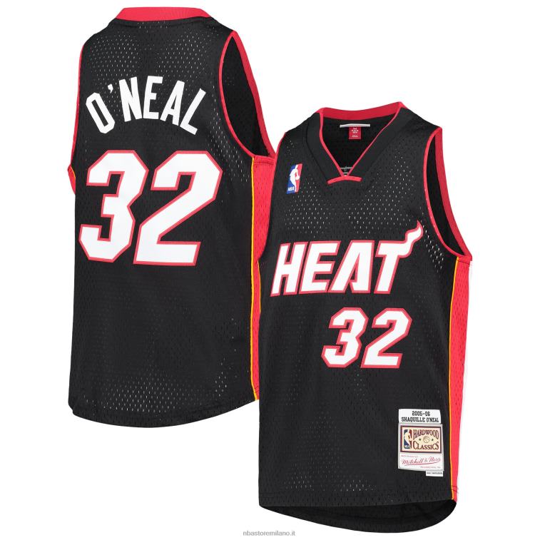 NBA 00F2L6023 miami heat shaquille o'neal black big & tall hardwood classici maglia swingman