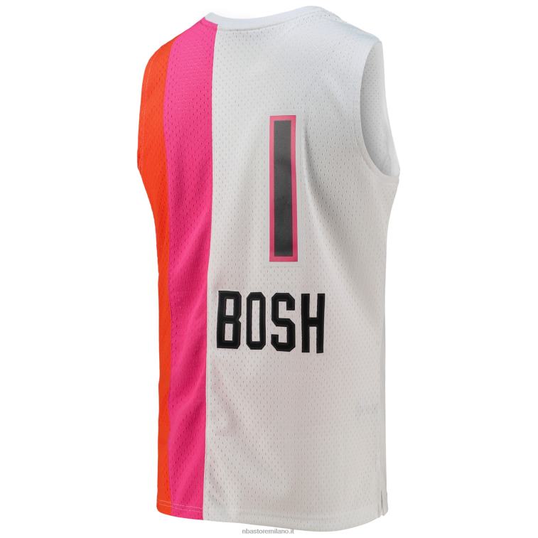 NBA 00F2L6260 miami heat chris bosh mitchell & ness bianco legno duro classici maglia swingman