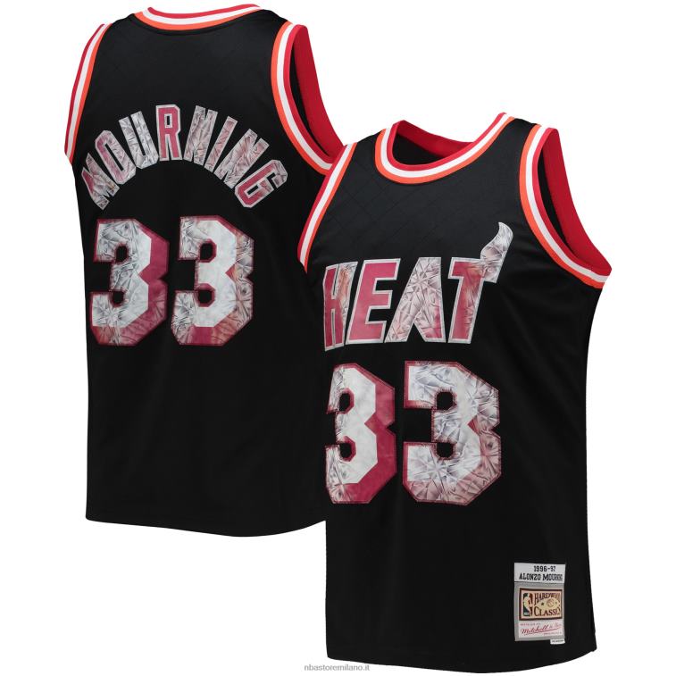 NBA 00F2L6392 Miami Heat Alonzo lutto Black Hardwood Classics 75th Anniversary Diamond Swingman Jersey