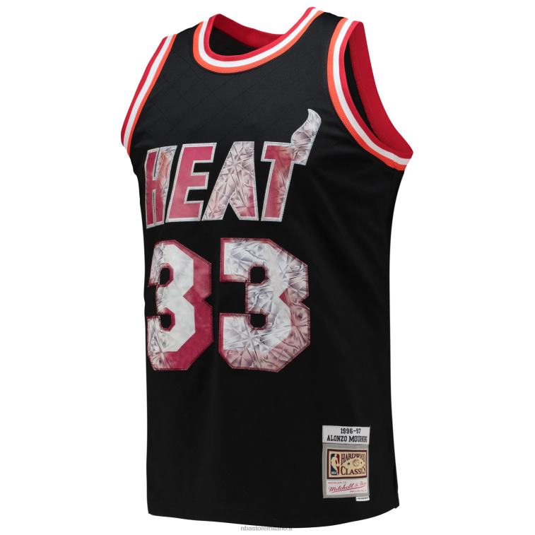 NBA 00F2L6392 Miami Heat Alonzo lutto Black Hardwood Classics 75th Anniversary Diamond Swingman Jersey