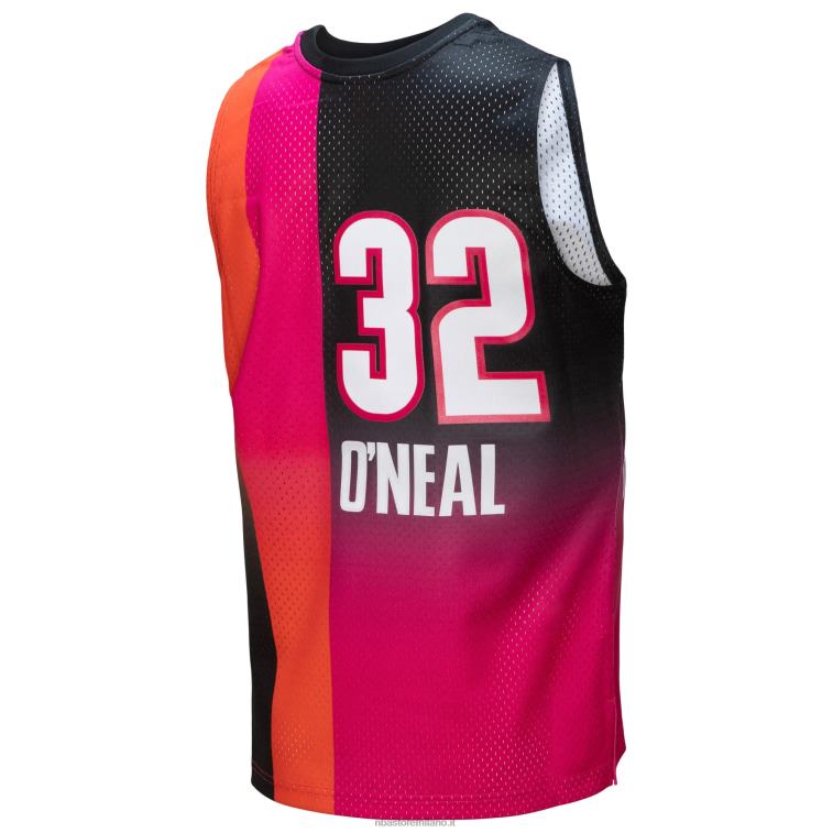 NBA 00F2L7556 miami heat shaquille o\'neal rosa/nero hardwood classics fadeaway maglia da giocatore swingman