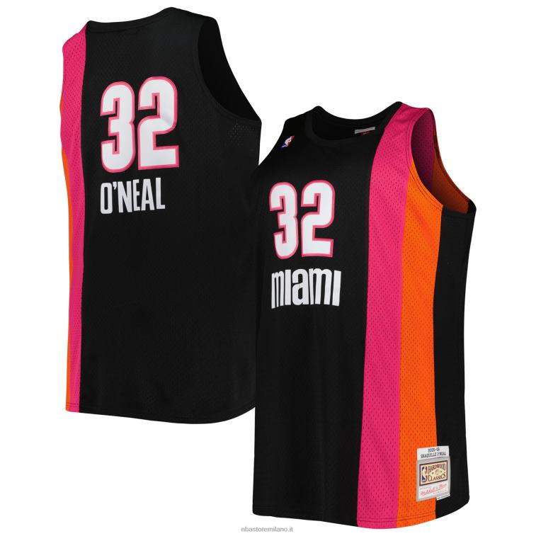 NBA 00F2L8125 miami heat shaquille o\'neal black big & tall hardwood classici maglia swingman