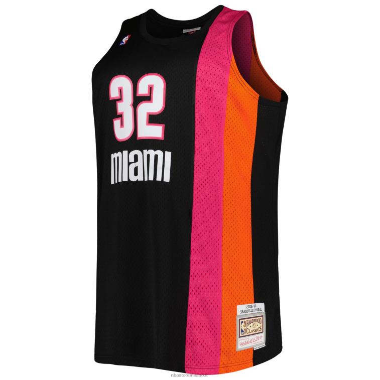 NBA 00F2L8125 miami heat shaquille o\'neal black big & tall hardwood classici maglia swingman