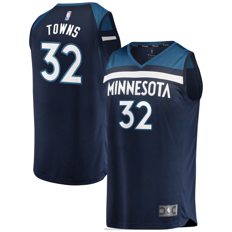 NBA 00F2L1585 Minnesota Timberwolves Karl-Anthony Town Navy replica maglia giocatore fast break