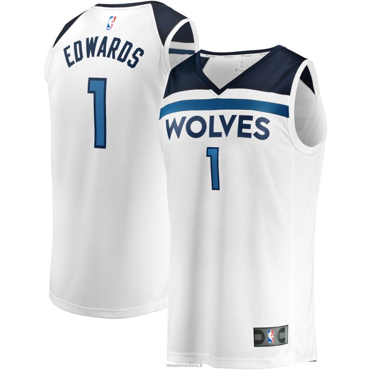 NBA 00F2L219 Minnesota Timberwolves Anthony Edwards maglia bianca replica fast break