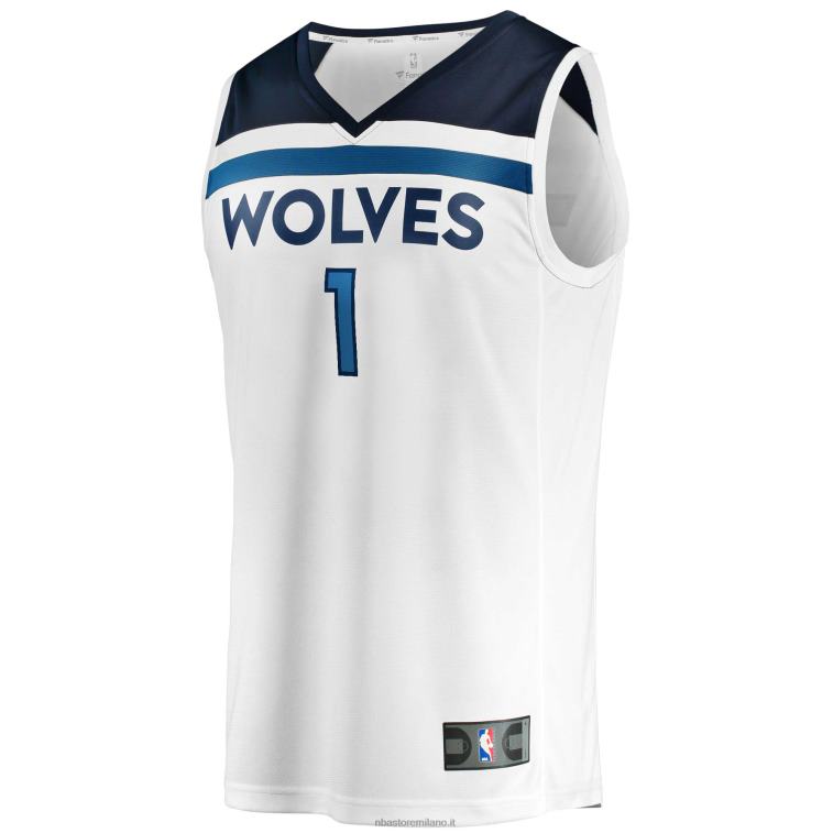 NBA 00F2L219 Minnesota Timberwolves Anthony Edwards maglia bianca replica fast break