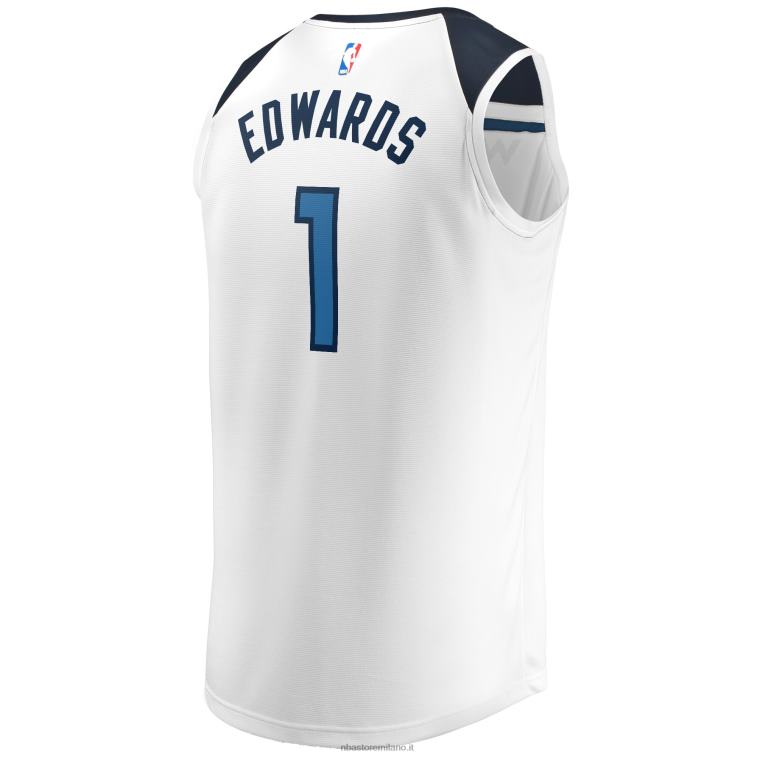NBA 00F2L219 Minnesota Timberwolves Anthony Edwards maglia bianca replica fast break