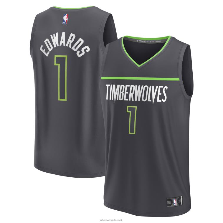 NBA 00F2L281 maglia minnesota timberwolves anthony edwards antracite replica fast break
