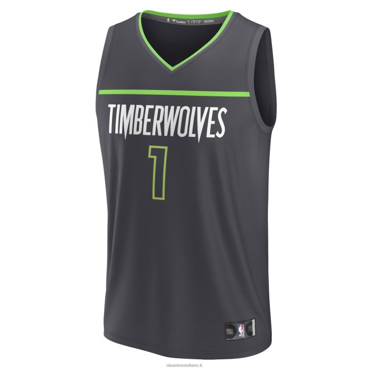 NBA 00F2L281 maglia minnesota timberwolves anthony edwards antracite replica fast break