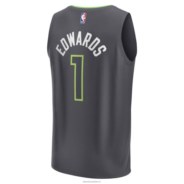 NBA 00F2L281 maglia minnesota timberwolves anthony edwards antracite replica fast break