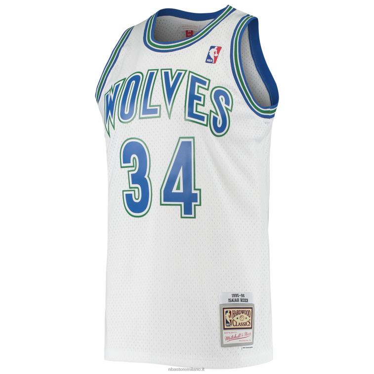 NBA 00F2L2999 minnesota timberwolves isaiah rider mitchell & ness white hardwood classici maglia swingman