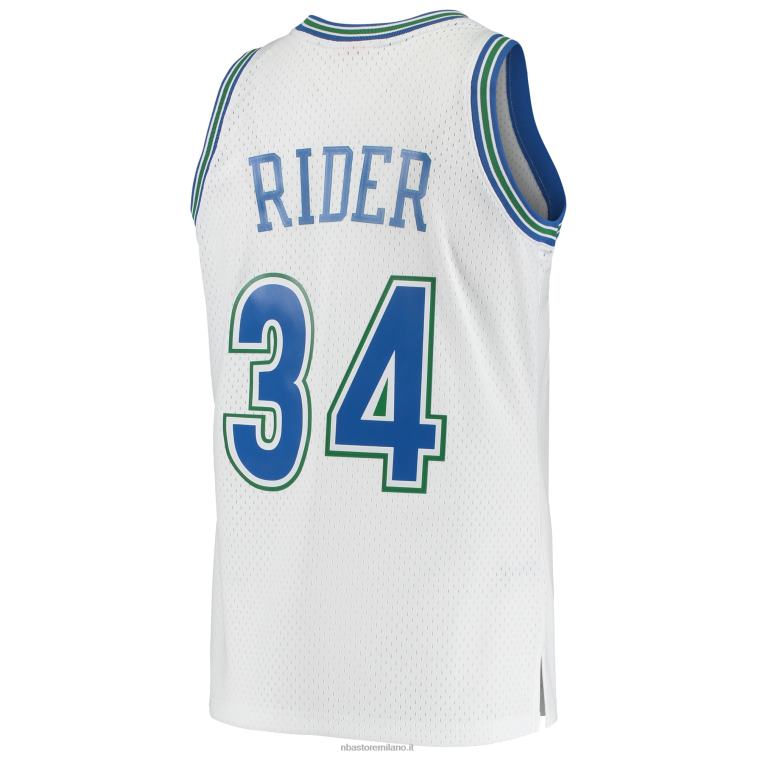 NBA 00F2L2999 minnesota timberwolves isaiah rider mitchell & ness white hardwood classici maglia swingman
